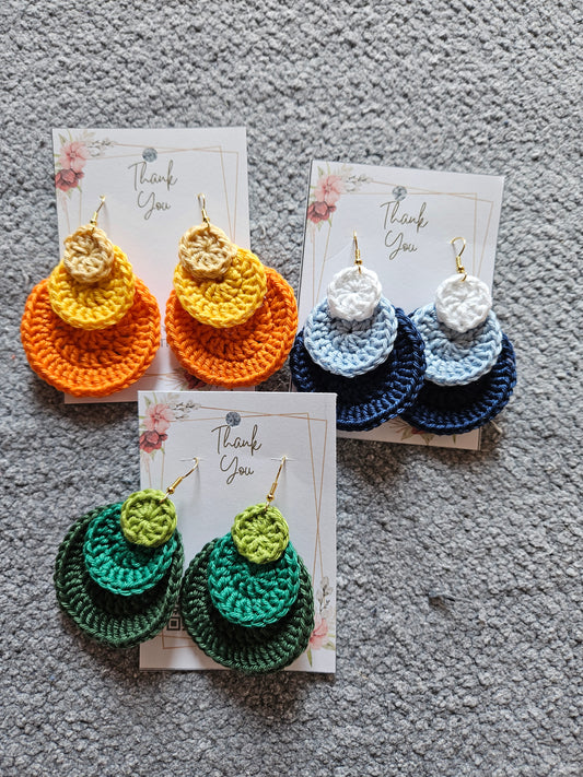 Tricolor Round Hanging Earrings